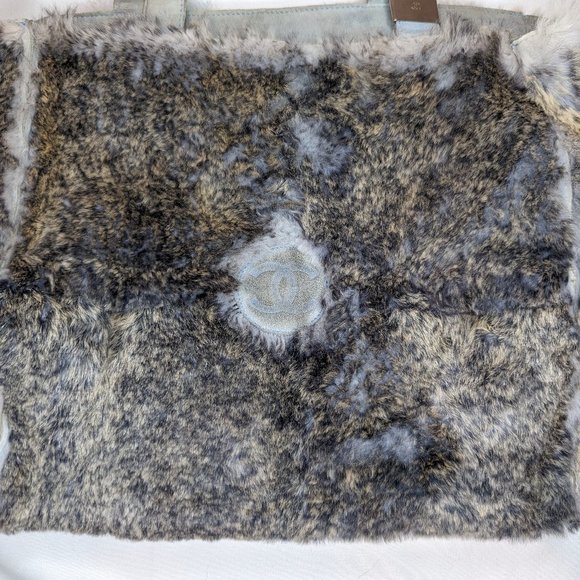 CHANEL Handbags - CHANEL Grey Rabbit Fur Tote